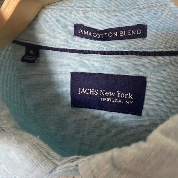 Jachs New York Polo Shirt Short Sleeve Pima Cotton Blend Heather Blue Men's‎ XL - Picture 2 of 8